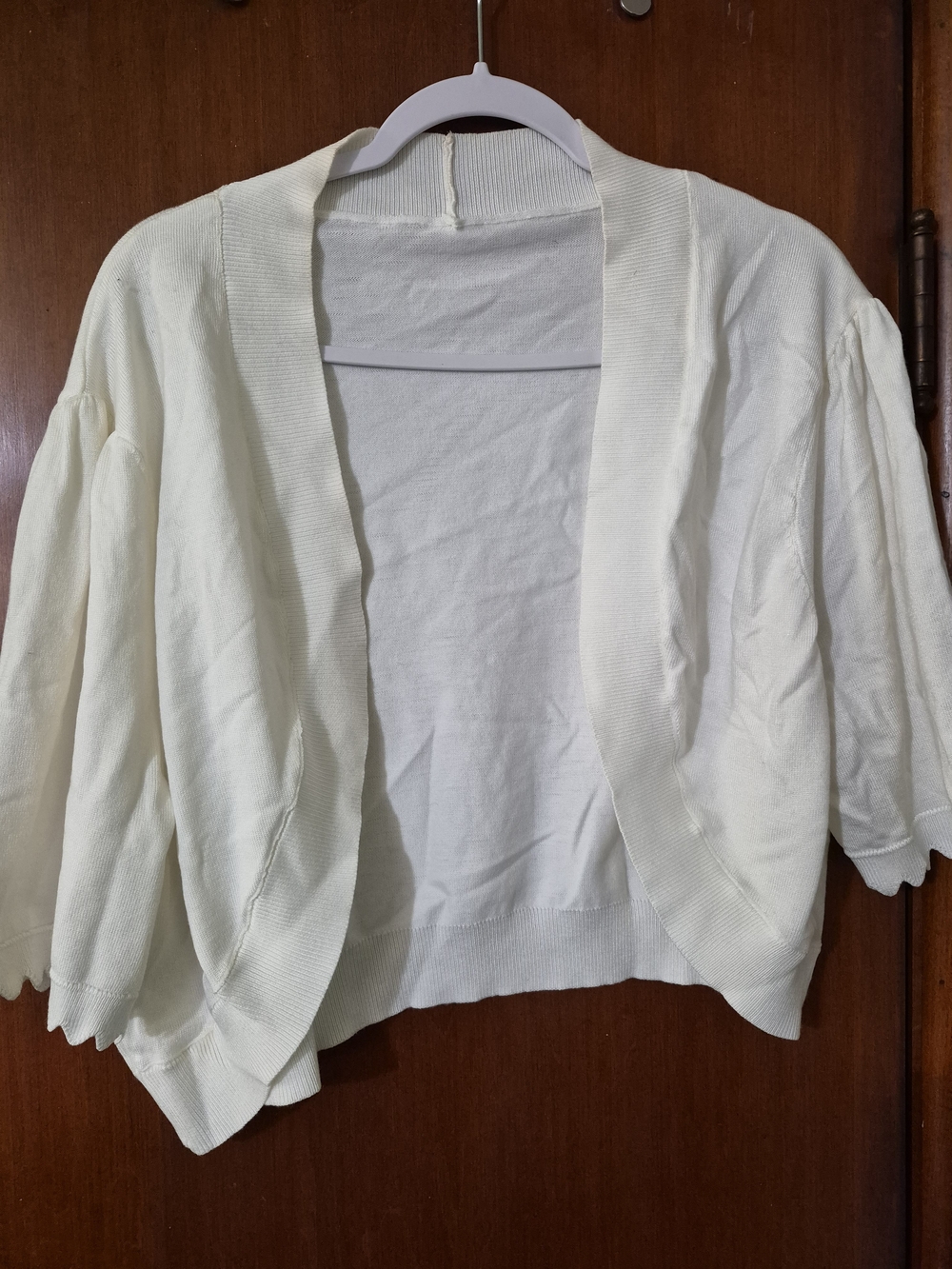 Light Cream Open-Front Women's Cropped Sweater Cardigan